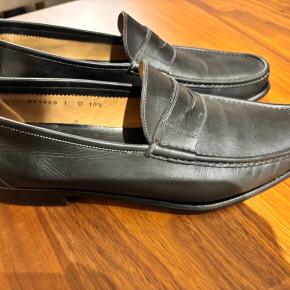 Santoni Black Leather Penny Loafers, US 10.5 - Excellent Condition - Picture 3 of 6